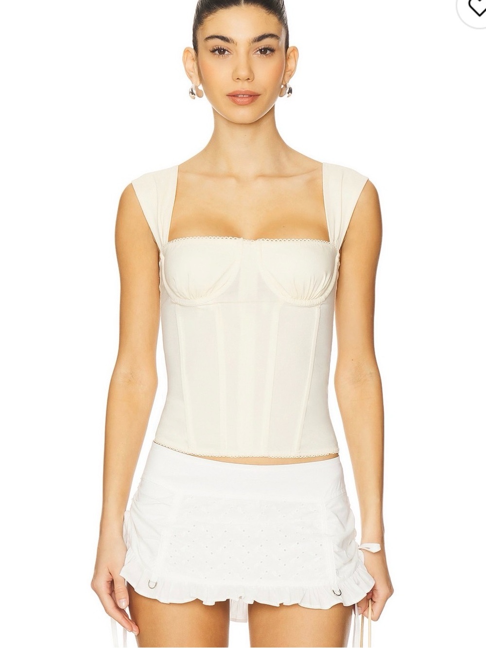 Women's Sand Ruched Cup Corset Top with Supportive Cups